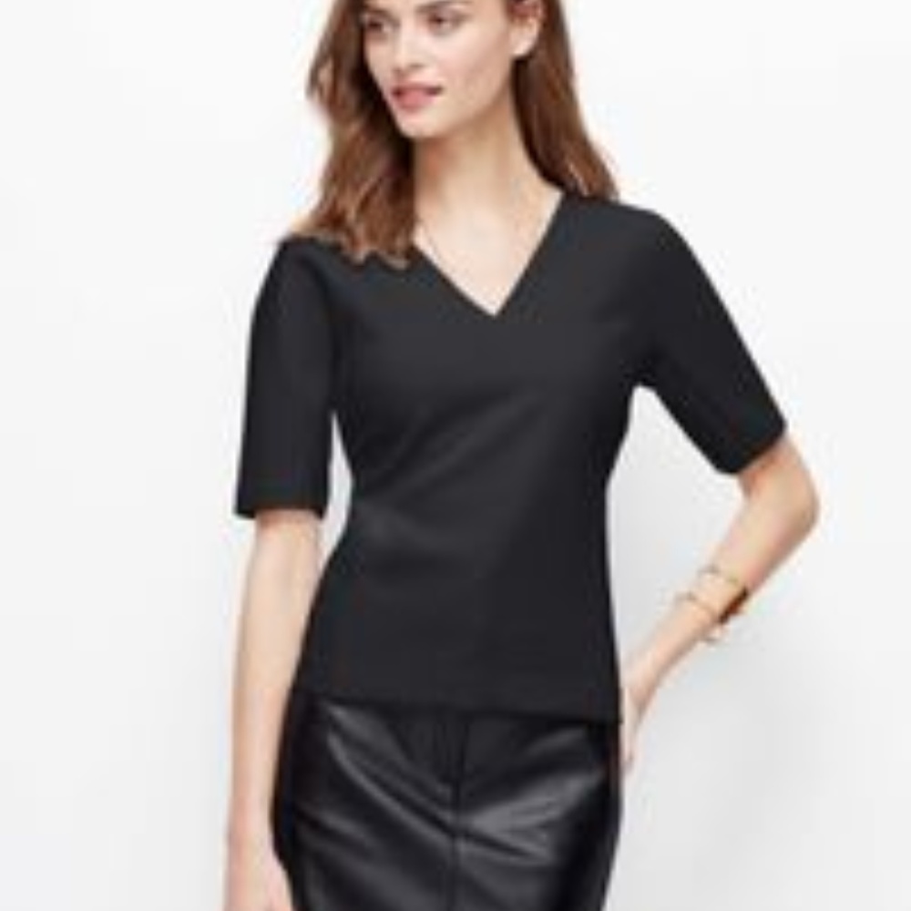 Ann Taylor Structured V-Neck Blouse